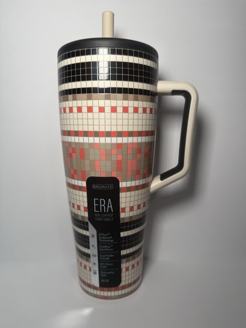 BruMate X Anthropologie SUNRISE TILE BLACK MOTIF 40oz Era Tumbler BNWT Mosaic